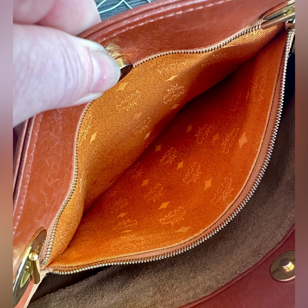 MCM Vicetos Cognac Chain Shoulder Tote Bag - Picture 12 of 16